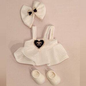 Elegant Labubu Dress with Bow and Shoes